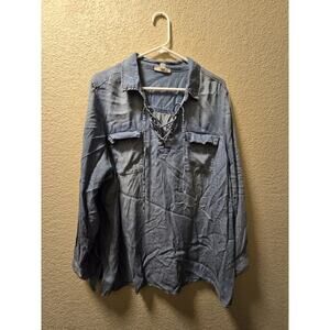 Westport Boho Chambray Blouse Blue Size 3x